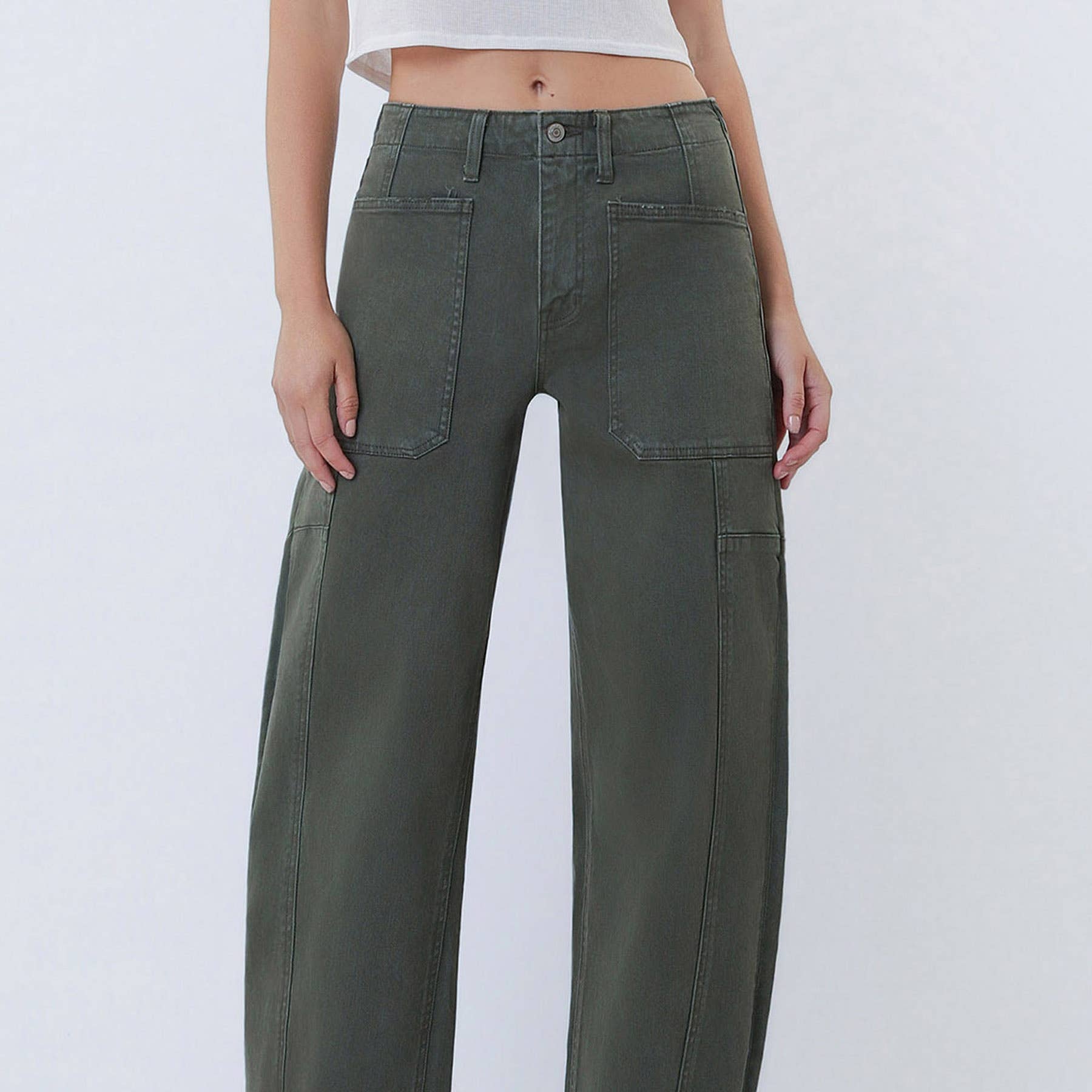 Grüne Barrel Leg Jeans