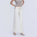 Hochgeschnittene Wide Leg Jeans In Naturtönen Mit Kordelzug