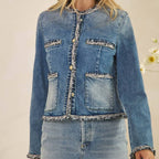 Jeansjacke Mit Tweedbesetzten Vordertaschen